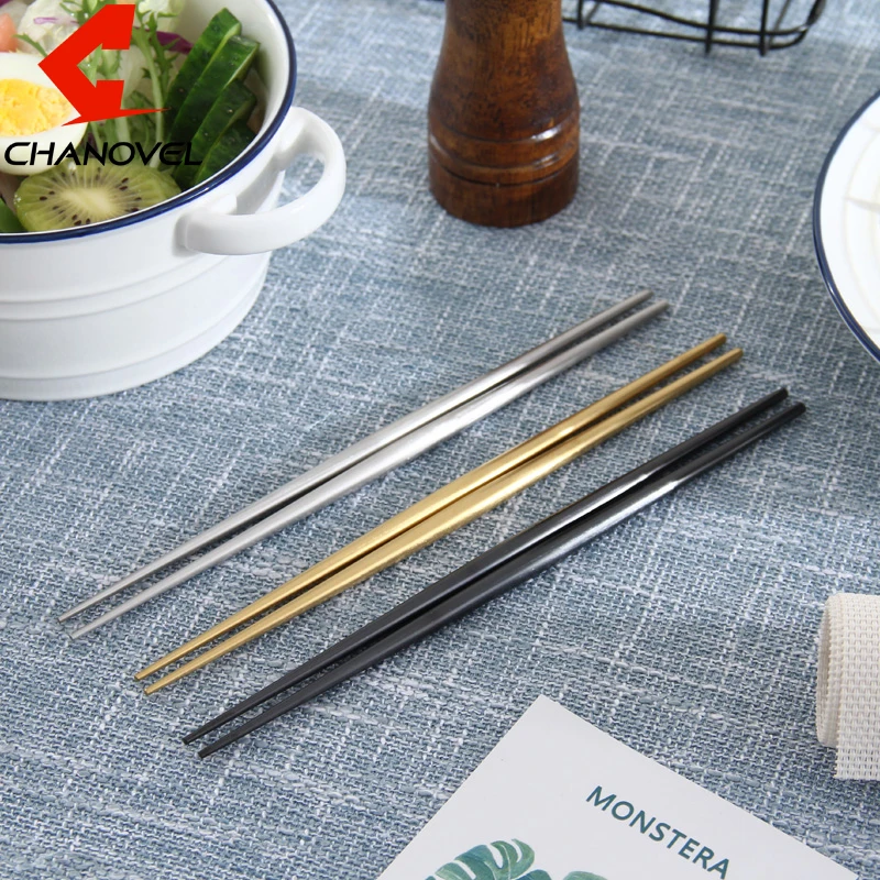 CHANOVEL 1 pair 304 Stainless Steel Chopsticks Gold Mirror Polished Tableware Gifts Black Creative shape Dinnerware
CHANOVEL 1 pair 304 Stainless Steel Chopsticks Gold Mirror Polished Tableware Gifts Black Creative shape Dinnerware