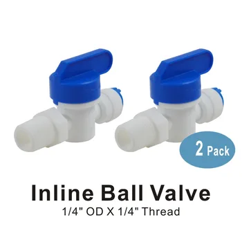 Male Inline Ball Valve 1/4 Inch Thread to 1/4 Inch Quick Connector Fitting for Water Filters and Reverse Osmosis Systems -2 PACK
Male Inline Ball Valve 1/4 Inch Thread to 1/4 Inch Quick Connector Fitting for Water Filters and Reverse Osmosis Systems -2 PACK
