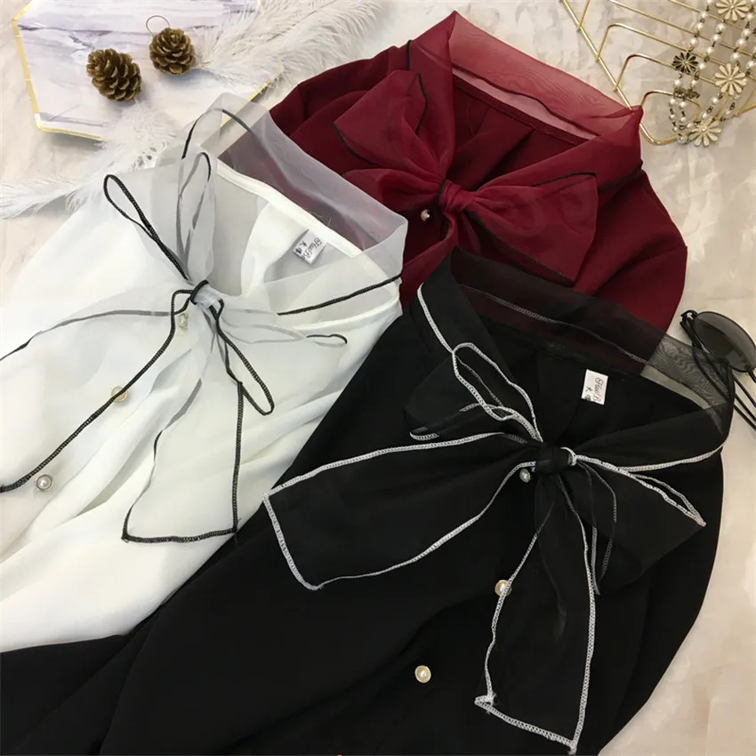 2018 New Fashion Spring Slim Women Bow Tie Mesh Blouses White Chiffon Shirts Summer Lady Blusas Basic Tops Brief Bottomings Z330
2018 New Fashion Spring Slim Women Bow Tie Mesh Blouses White Chiffon Shirts Summer Lady Blusas Basic Tops Brief Bottomings Z330
