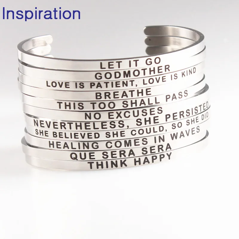 2018 Hot New 316L Stainless Steel Bangle Positive Inspirational Quotes Open Cuff Bracelets Mantra Bracelets Bangles for Women
2018 Hot New 316L Stainless Steel Bangle Positive Inspirational Quotes Open Cuff Bracelets Mantra Bracelets Bangles for Women