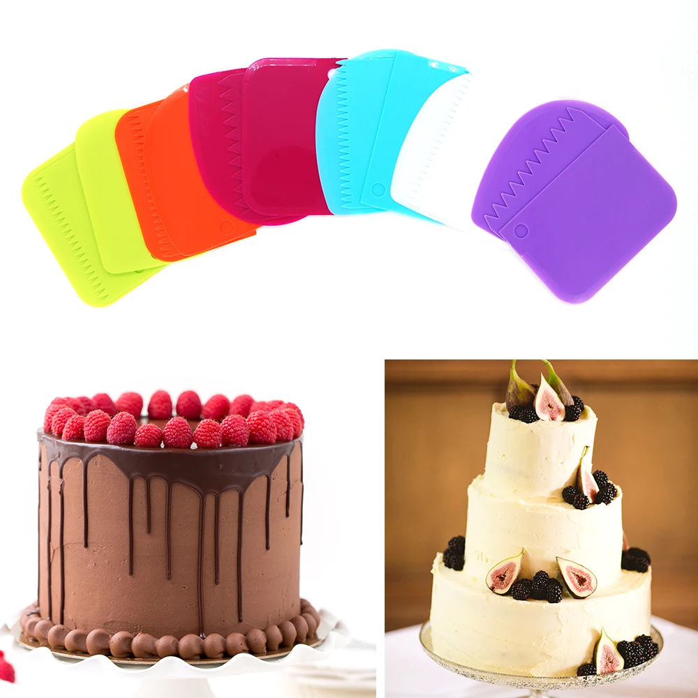 

3Pcs/set Plastic Dough Knife Icing Fondant Scraper Jagged Edge Plain Smooth Cake Paddle Spatulas Baking Pastry Tools Bakeware