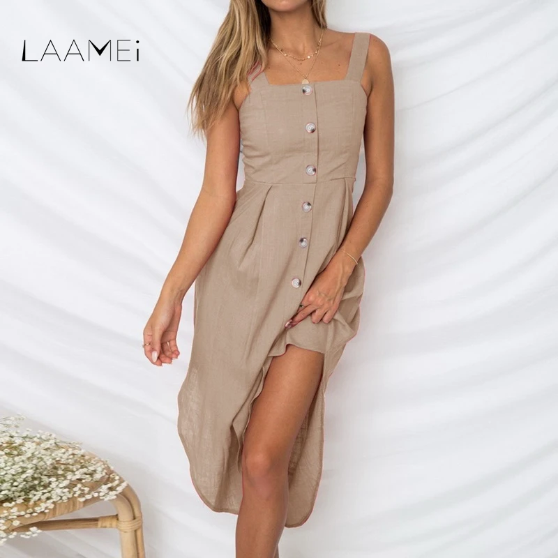 LAAMEI Solid Button Sexy Casual Summer Strap Dress Long Boho Beach Women Sundress Vestidos Fashion Daily Sleeveless Dess Female
LAAMEI Solid Button Sexy Casual Summer Strap Dress Long Boho Beach Women Sundress Vestidos Fashion Daily Sleeveless Dess Female