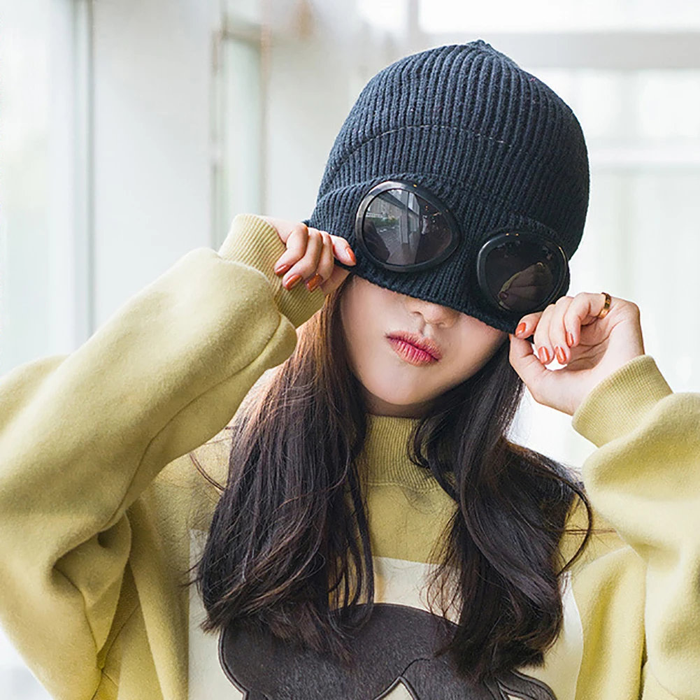 Novelty Double Use Women's Hats Winter Warmer Beanie Glasses Knitted Solid Color Female Caps Autumn Casual Teenager Girls Beanie
Novelty Double Use Women's Hats Winter Warmer Beanie Glasses Knitted Solid Color Female Caps Autumn Casual Teenager Girls Beanie