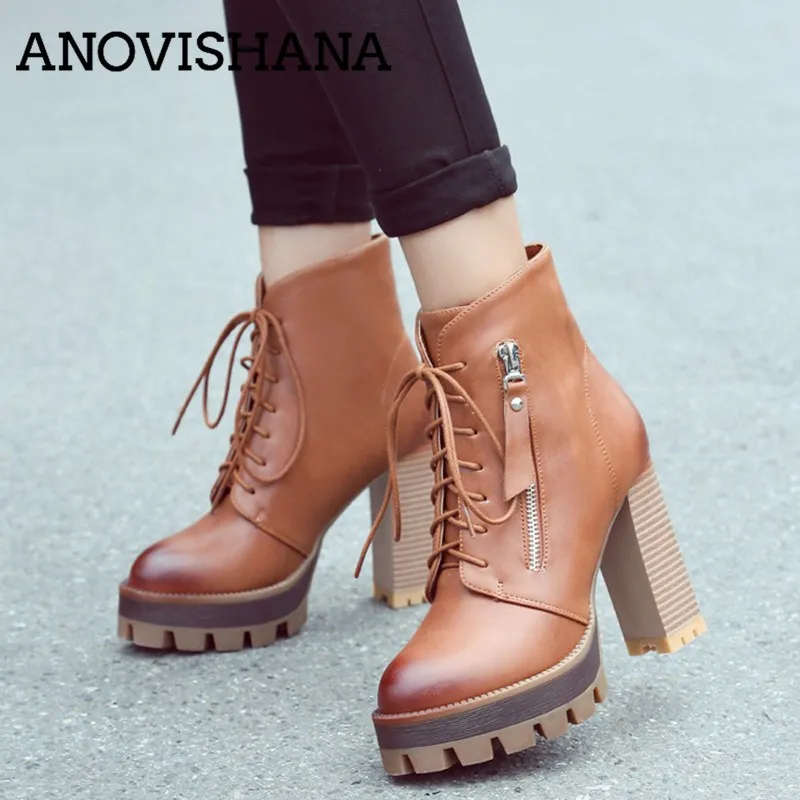 ANOVISHANA2018 Lace Up Western Style Women Boots Platform PU Autumn Shoes Thick High Heel Winter Shoes Lady Ankle boots 42 A901h
ANOVISHANA2018 Lace Up Western Style Women Boots Platform PU Autumn Shoes Thick High Heel Winter Shoes Lady Ankle boots 42 A901h