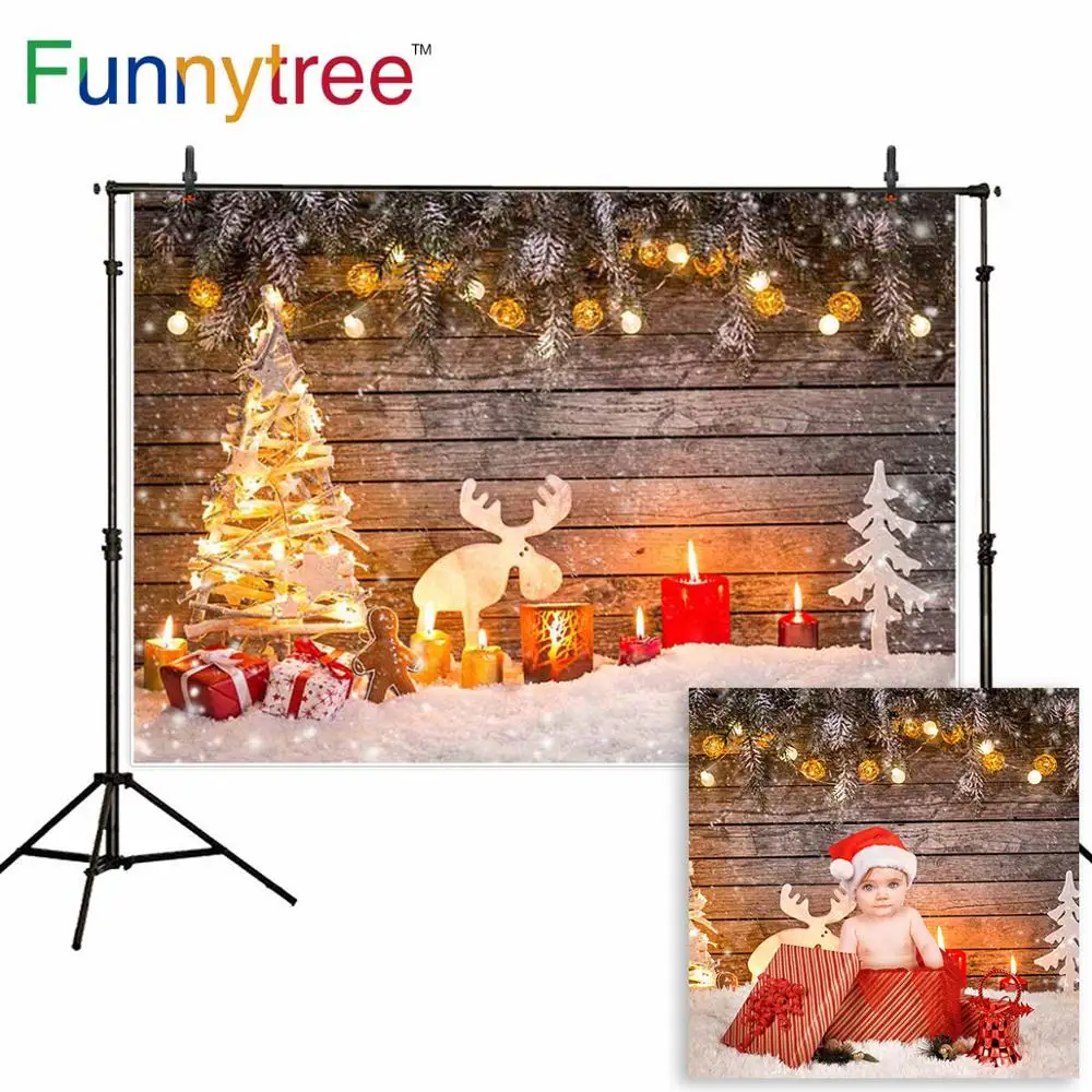 Фотофон Funnytree для студийной фотосъемки винтажная деревянная стена с оленями и