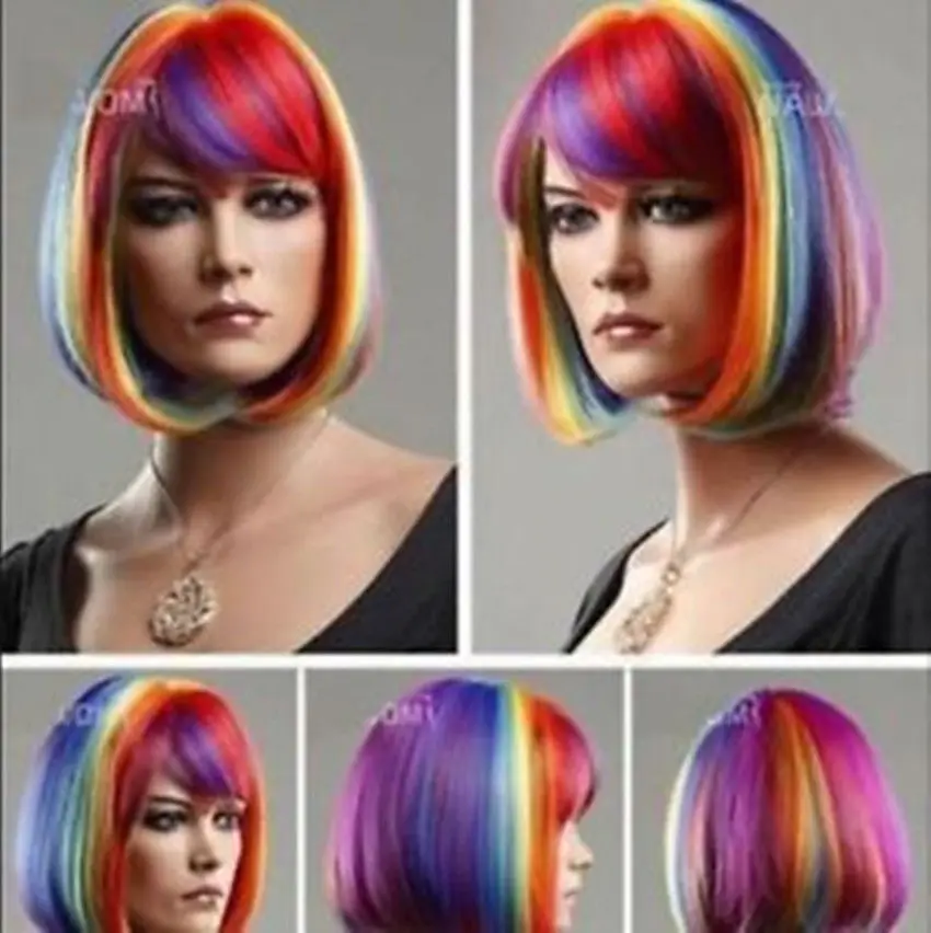 Hot sales short BOB Multicolor Rainbow Cosplay Wigs >>>girls Cosplay wig Free shipping
Hot sales short BOB Multicolor Rainbow Cosplay Wigs >>>girls Cosplay wig Free shipping