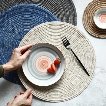 Nordic cotton ropes round table food mat hand made slip proof soup dish bowl ccup mat heat insulation pad placemat 4pcs/set
Nordic cotton ropes round table food mat hand made slip proof soup dish bowl ccup mat heat insulation pad placemat 4pcs/set