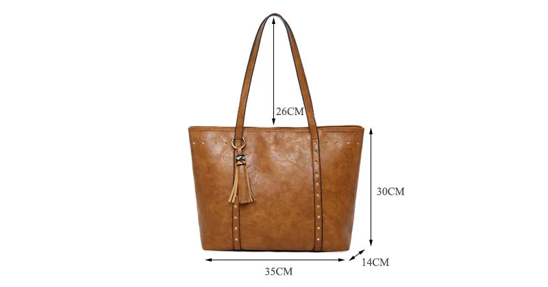 MJ Women Leather Shoulder Bag Female Large PU Leather Handbag Tassel Shopping Tote Big Crossbody Bag Messenger Bags for Women (29)
