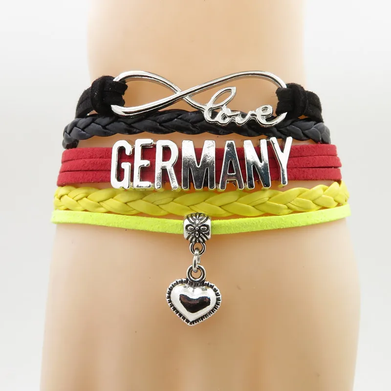 infinity love Germany Bracelet heart Charm love my motherland Germany Flag jewelry bracelets & bangles for woman and man
infinity love Germany Bracelet heart Charm love my motherland Germany Flag jewelry bracelets & bangles for woman and man