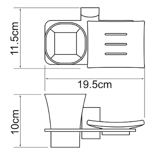 Держатель мыльницы и стакана WasserKRAFT Exter K-5226 (Материал: Стекло/Металл, цвет: светло-бронзовый)