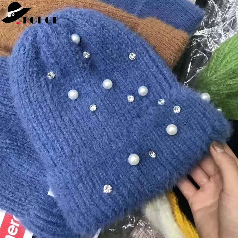 FGHGF Pearl Rhinestone Winter Cap Women Beanies Angora Knitted Fur Hats Skullies Beanies Soft Warm Bonnet Ladies Hat white Black
FGHGF Pearl Rhinestone Winter Cap Women Beanies Angora Knitted Fur Hats Skullies Beanies Soft Warm Bonnet Ladies Hat white Black