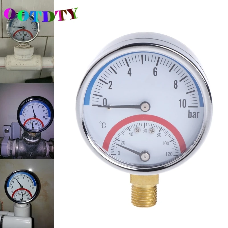 OOTDTY 10 Bar Temperature Pressure Gauge Meter G1/4 Thread 2 in1 Thermometer Monitor
OOTDTY 10 Bar Temperature Pressure Gauge Meter G1/4 Thread 2 in1 Thermometer Monitor
