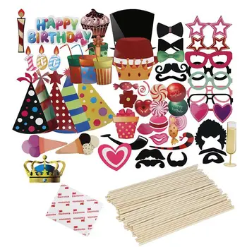 56pcs Photo Booth Happy Birthday Prop DIY Mr Mrs Glasses Mask Party Accessories Photography Kid Wedding Decoration
56pcs Photo Booth Happy Birthday Prop DIY Mr Mrs Glasses Mask Party Accessories Photography Kid Wedding Decoration