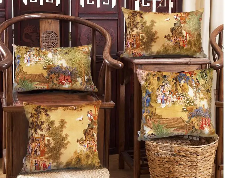 Chinese ancient painting Square cushion cover pillow case sofa home decoration lumber pillow cover indoor
Chinese ancient painting Square cushion cover pillow case sofa home decoration lumber pillow cover indoor