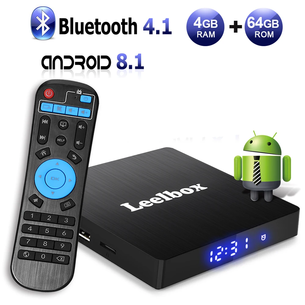 Android 8.1 Smart TV Box Leelbox Q4 max 4GB RAM 64GB ROM Rockchip RK3328 H.265 4K Optional 2.4GWIFI BT4.1 TVbox Set top box
Android 8.1 Smart TV Box Leelbox Q4 max 4GB RAM 64GB ROM Rockchip RK3328 H.265 4K Optional 2.4GWIFI BT4.1 TVbox Set top box