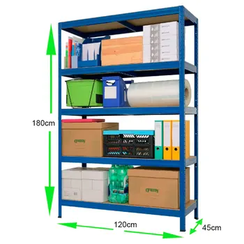 Shelves Métalica no thumbscrews KO-Futtal 180x120x45 Blue ideal for boutiques, trade, garages and wharehouse
Shelves Métalica no thumbscrews KO-Futtal 180x120x45 Blue ideal for boutiques, trade, garages and wharehouse