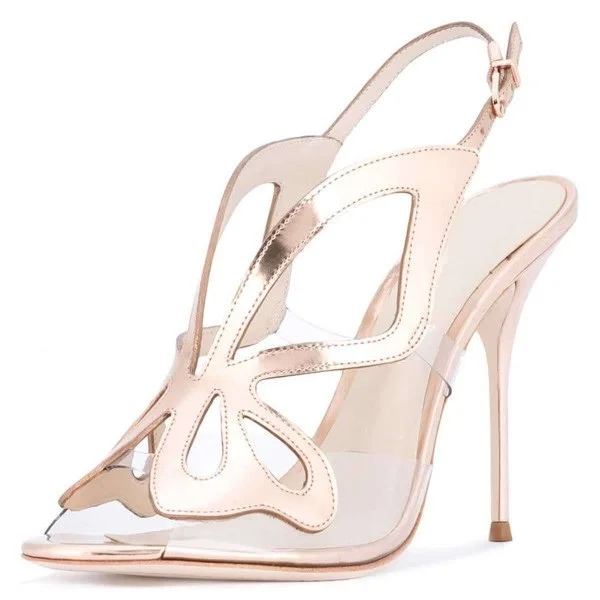 New Design Women High Heels Sandals Champagne Hollow Out Clear PVC Slingback Heels Sandals
New Design Women High Heels Sandals Champagne Hollow Out Clear PVC Slingback Heels Sandals