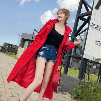 Plus Size casual Long Trench Coat for women Windproof Spring Windbreaker Female Hooded Adjustable Waist Loose Outerwear FY15 
Plus Size casual Long Trench Coat for women Windproof Spring Windbreaker Female Hooded Adjustable Waist Loose Outerwear FY15