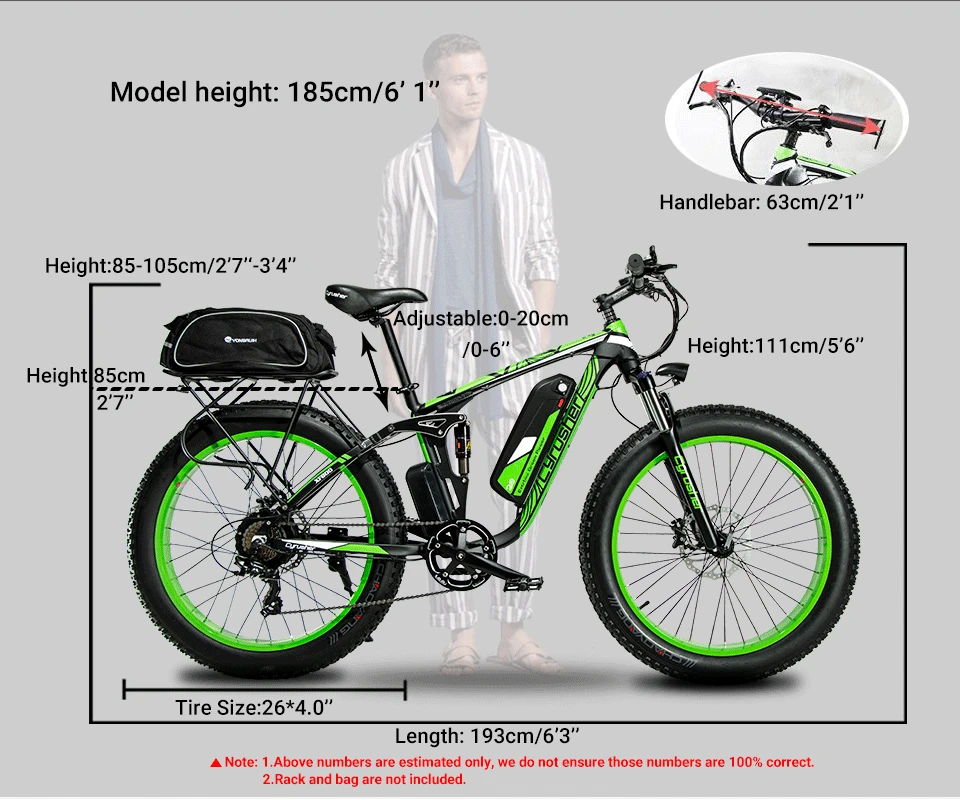 Top Cyrusher XF800 Electric Bicycle double Suspension 7 Speeds,Fat tire eBike, 1000W 48V,smart computer speedometer electric bike 0