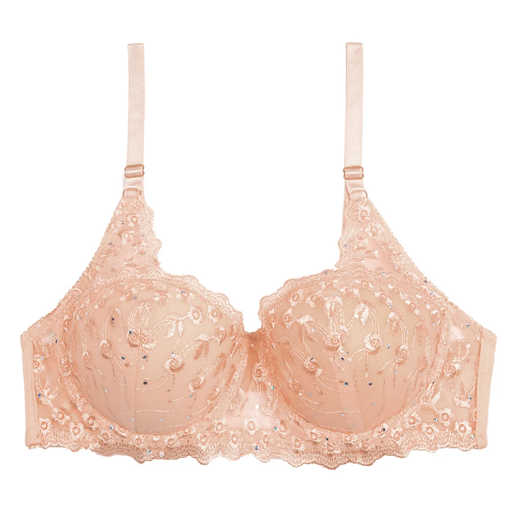 Women Sexy Embroidery Sequins Lace Trim 3/4 Cup Push Up Underwire Breathable Bra
Women Sexy Embroidery Sequins Lace Trim 3/4 Cup Push Up Underwire Breathable Bra