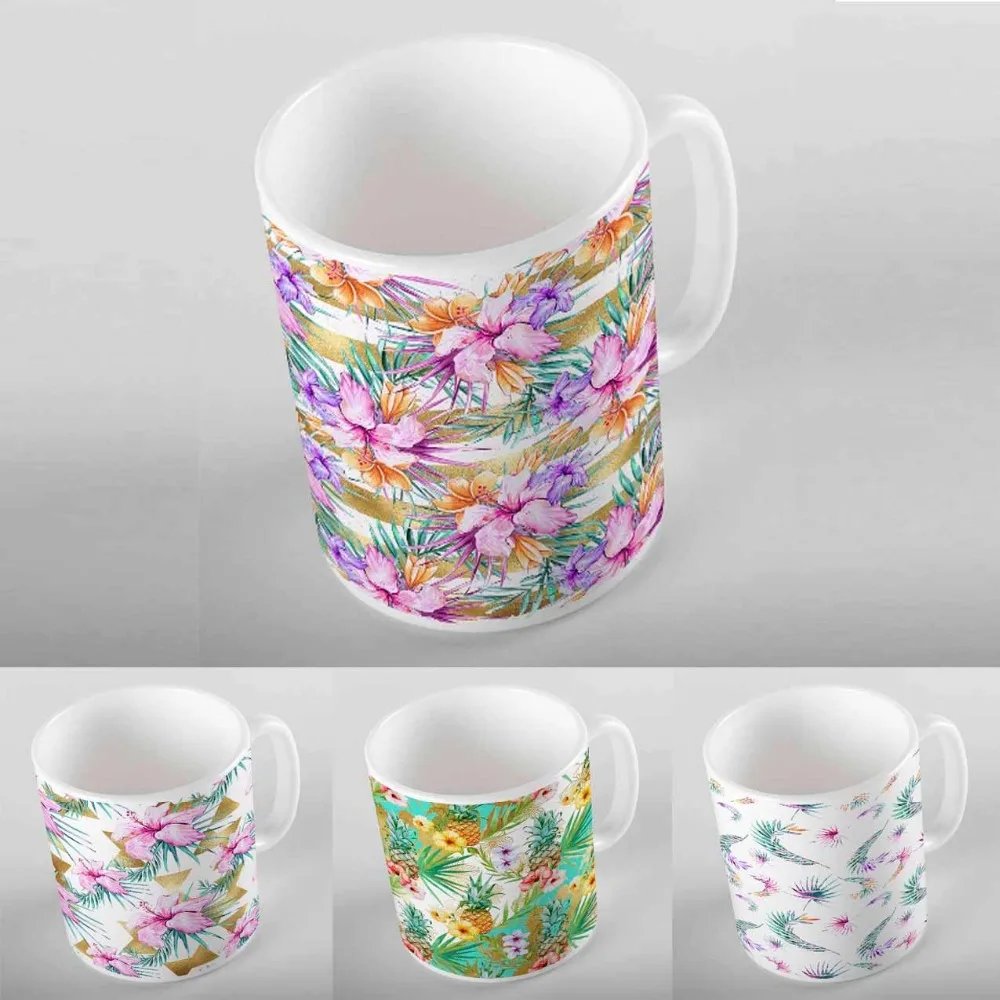 Фото Else Pink Floral Geometric Leaf Purple Flowers 3D Digital Printing Modern Turkish Ceramic Porcelain Coffee Tea Milk Cup Mug | Дом и сад