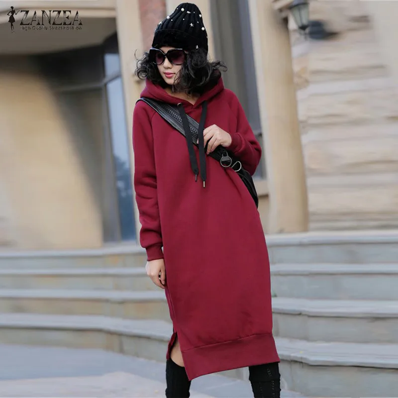 Plus Size ZANZEA Women 2019 Spring Autumn Fleece Hooded Long Sleeve Split Pockets Casual Long Sweatshirt Dress Pullover Vestido
Plus Size ZANZEA Women 2019 Spring Autumn Fleece Hooded Long Sleeve Split Pockets Casual Long Sweatshirt Dress Pullover Vestido
