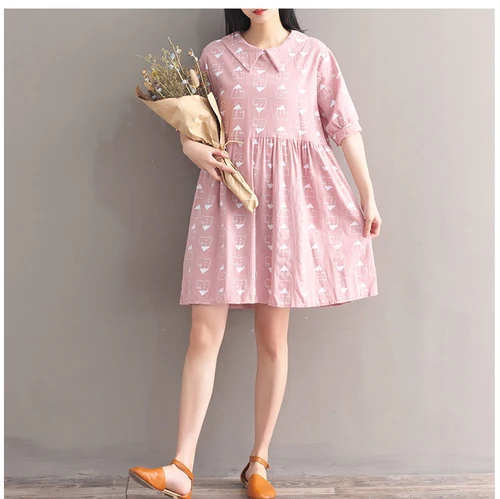 Japan Fashion Mori Girl Dresses 2018 Summer New Women Preppy Sweet Loose Printed Peter Pan Collar Short Sleeve Cotton Lien Dress
Japan Fashion Mori Girl Dresses 2018 Summer New Women Preppy Sweet Loose Printed Peter Pan Collar Short Sleeve Cotton Lien Dress