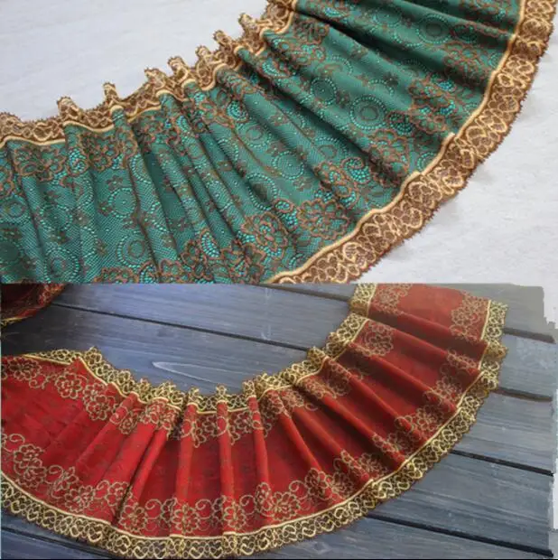 2 Meters Vintage Green Red Wide Elastic Lace Fabric Stretch Lace Trim Handmade Hair Decoration Lace Trim 18.5CM Width
2 Meters Vintage Green Red Wide Elastic Lace Fabric Stretch Lace Trim Handmade Hair Decoration Lace Trim 18.5CM Width