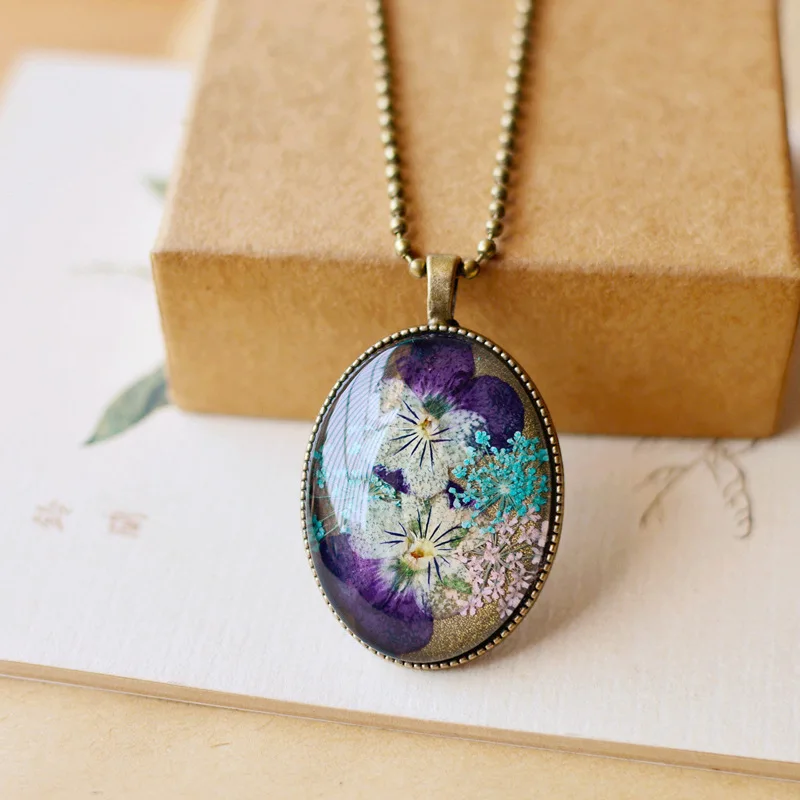Handmade Vintage Simple Artistic Eternal Nature Pansy Dried Flower Glass Pendant Rope Necklace Women Fashion Charm Accessories
Handmade Vintage Simple Artistic Eternal Nature Pansy Dried Flower Glass Pendant Rope Necklace Women Fashion Charm Accessories