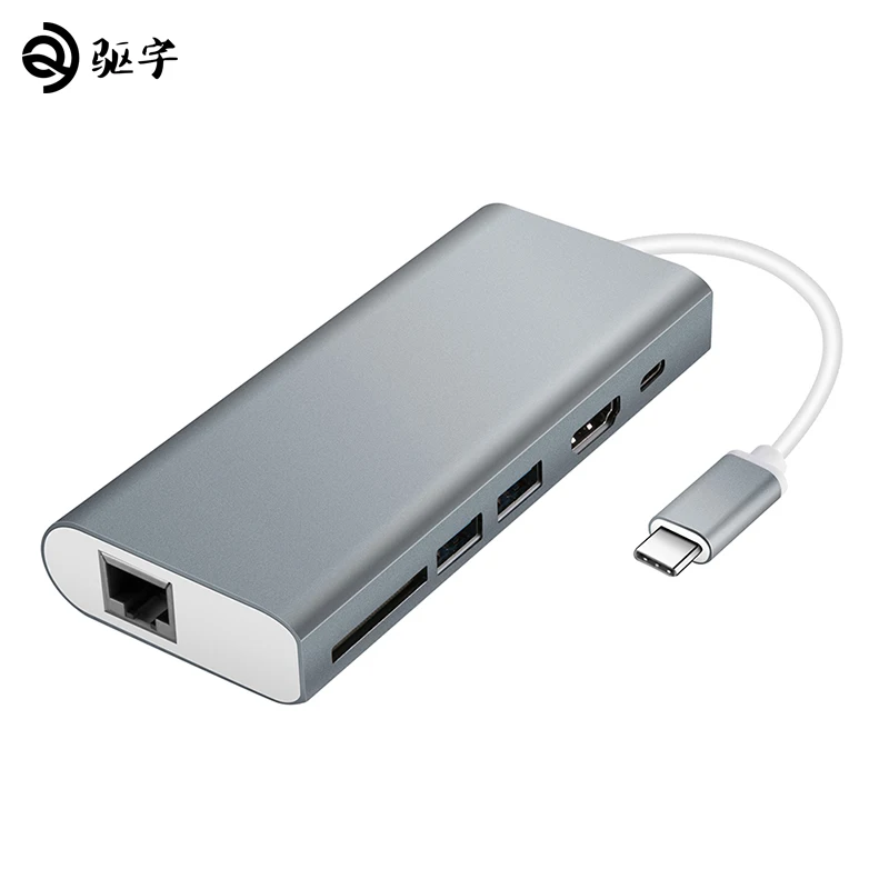 USB Type-C Hub 6-in-1 with C-type charging port 4K HDMI port Gigabit Ethernet port 2 USB 3.0 ports reader Converter
USB Type-C Hub 6-in-1 with C-type charging port 4K HDMI port Gigabit Ethernet port 2 USB 3.0 ports reader Converter