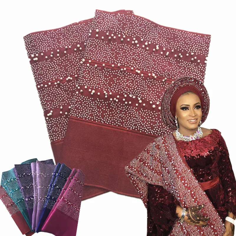 Nigerian aso oke with full stones and beads 2pieces good quality wine aso oke lace fabric hot selling fashion new design
Nigerian aso oke with full stones and beads 2pieces good quality wine aso oke lace fabric hot selling fashion new design