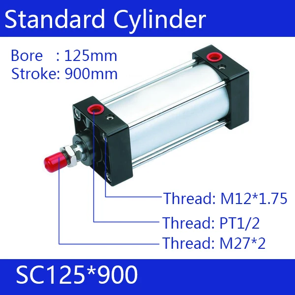 SC125*900 Free shipping Standard air cylinders valve 125mm bore 900mm stroke single rod double acting pneumatic cylinder
SC125*900 Free shipping Standard air cylinders valve 125mm bore 900mm stroke single rod double acting pneumatic cylinder