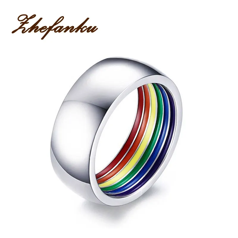 New Fashion Inside Rainbow Ring For Men Stainless Steel Wedding Ring 8MM Wide Pride Jewelry
New Fashion Inside Rainbow Ring For Men Stainless Steel Wedding Ring 8MM Wide Pride Jewelry