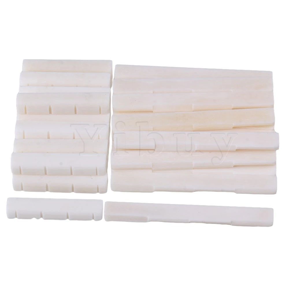 Yibuy 50 pcs Beige Cattle Bone 36x5x6.5mm Nut 61x3.3x7.2mm Saddle for UKLELE Guitar