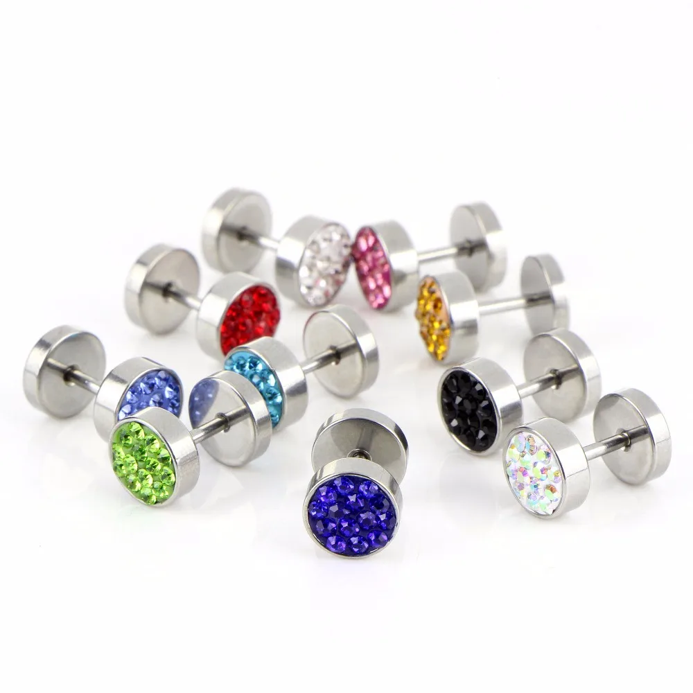 1 пара панк хирургические стальные серебряные ушные штанги для женщин и мужчин