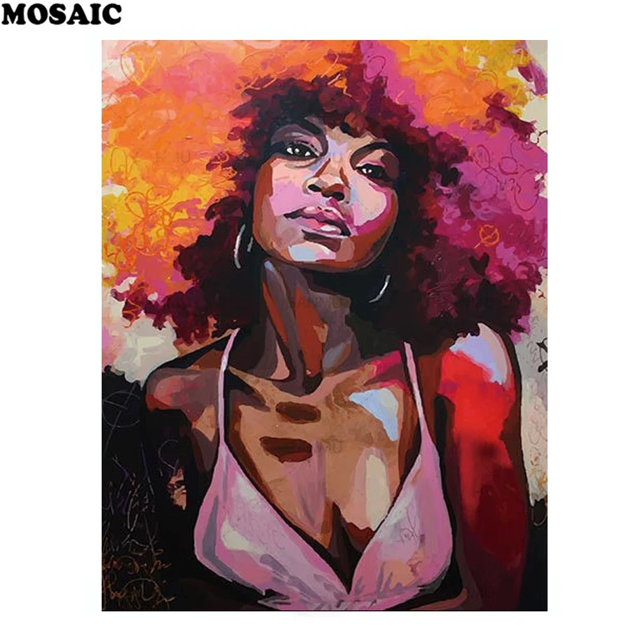 Full Diamond Embroidery African woman portrait 5D DIY Painting Stitch Cross kits 3D Mosaic mazayka pattern gifts | Дом и сад