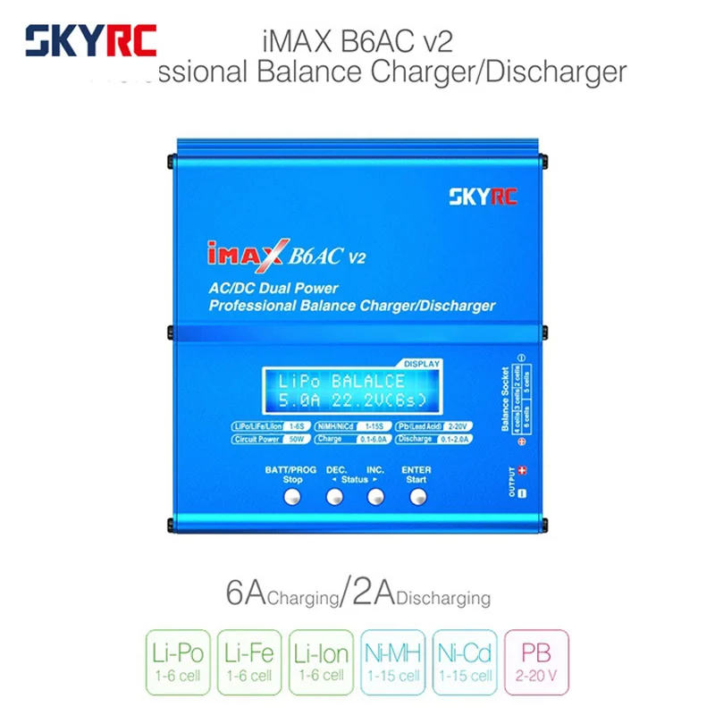 100% Original SKYRC iMAX B6AC V2 6A Balance Charger LCD Display Discharger for RC Multirotor Aircraft Battery Drone Accessories
100% Original SKYRC iMAX B6AC V2 6A Balance Charger LCD Display Discharger for RC Multirotor Aircraft Battery Drone Accessories