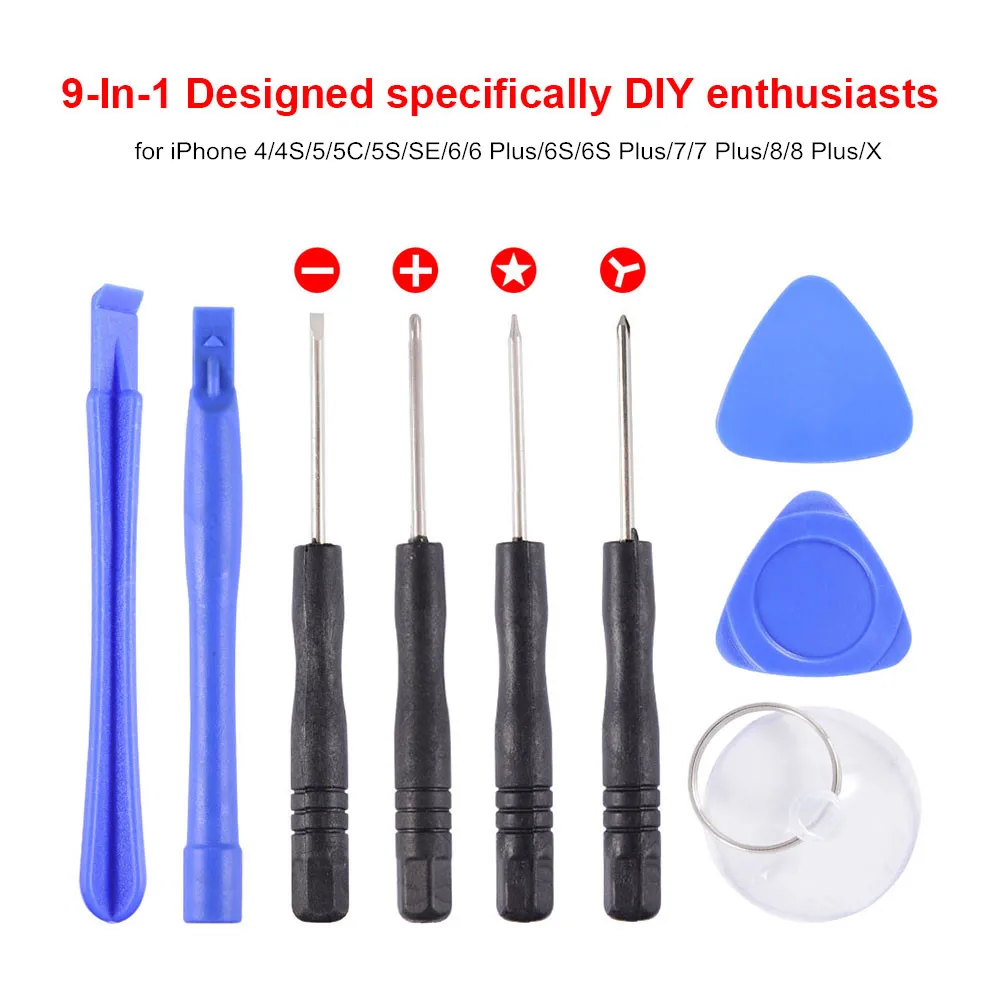 9-In-1 Screwdrivers Set Disassembling Repair Opening Tools Kit for iPhone 7