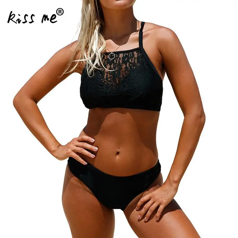 2018 New Women Bikinis High Neck Push up Bikini Set Lace embroidered Black Swimwear Female Slim Swimsuit Biquini brazilian Beach
2018 New Women Bikinis High Neck Push up Bikini Set Lace embroidered Black Swimwear Female Slim Swimsuit Biquini brazilian Beach