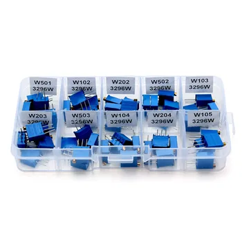50Pcs/Lot 3296W Multiturn Trimmer Potentiometer Kit High Precision 3296 Variable Resistor 500ohm 1kohm 2kohm 5kohm 10kohm 20koh
50Pcs/Lot 3296W Multiturn Trimmer Potentiometer Kit High Precision 3296 Variable Resistor 500ohm 1kohm 2kohm 5kohm 10kohm 20koh