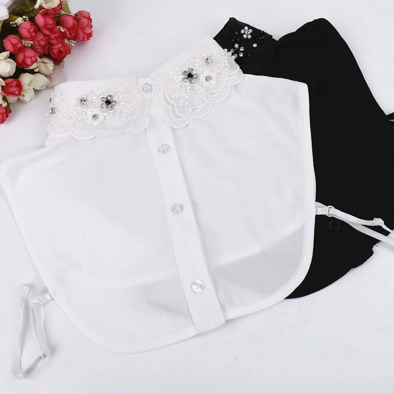 Embroidery False Collar Women Detachable Collar Sweater Fake Collars Vintage Flower Beading White/Black Blouse Tops accessory
Embroidery False Collar Women Detachable Collar Sweater Fake Collars Vintage Flower Beading White/Black Blouse Tops accessory
