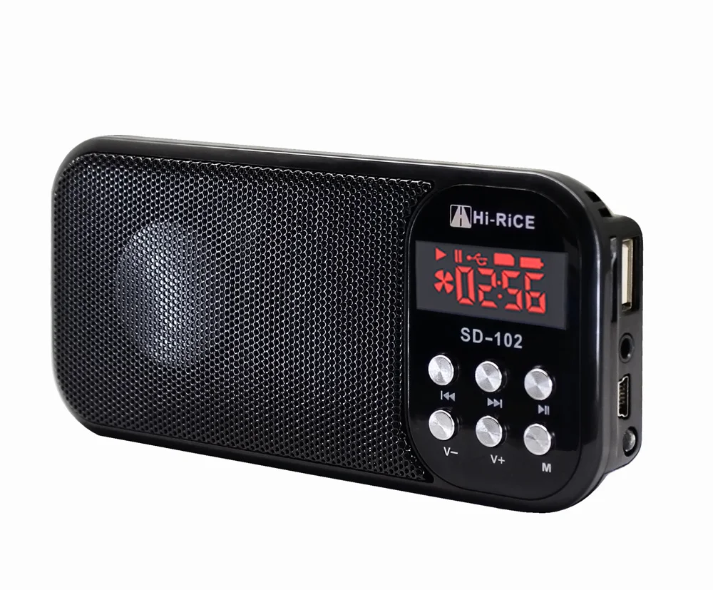 

Hi-Rice SD-102 FM Radio USB/Micro SD Card MP3 LCD display LED Digital Media Speakers Redner