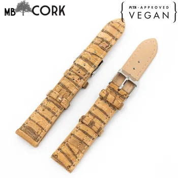 Natural color stripe watch strap rustic cork with PU leather handmade vegan high quality E-022-18
Natural color stripe watch strap rustic cork with PU leather handmade vegan high quality E-022-18