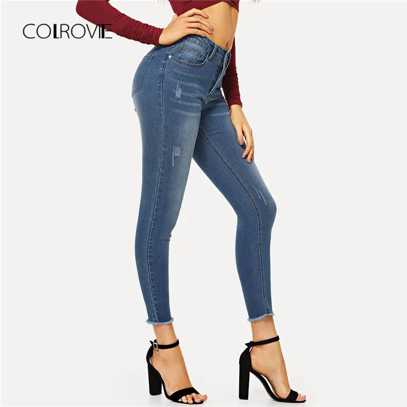 COLROVIE Blue Ripped Button Casual Denim Jeans 2018 Autumn Pocket Bleach Dye Mid Waist Skinny Women Jeans Stretchy Pants
COLROVIE Blue Ripped Button Casual Denim Jeans 2018 Autumn Pocket Bleach Dye Mid Waist Skinny Women Jeans Stretchy Pants
