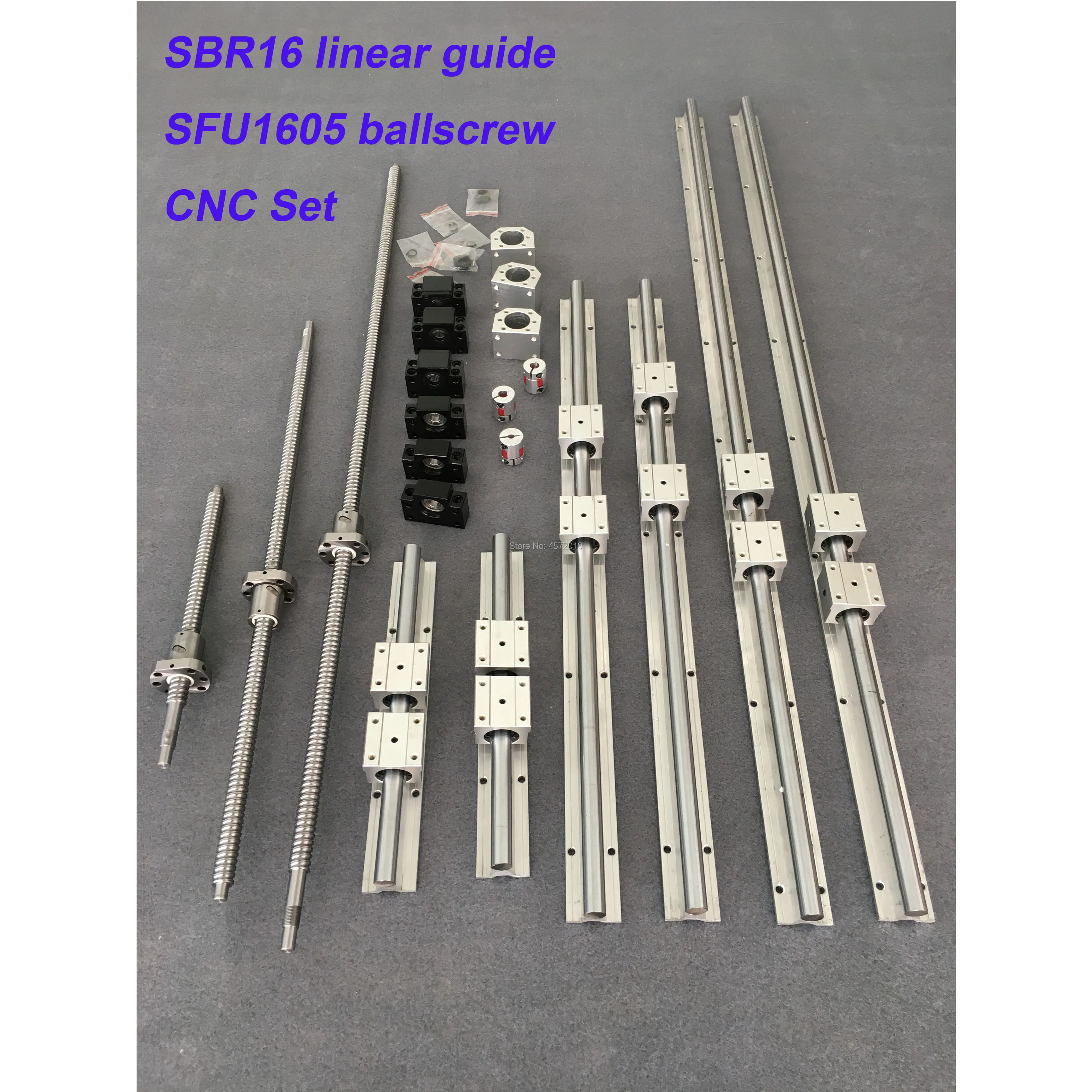 

6 set SBR16 Linear guide rail SBR16 - 400/600/1000mm + SFU1605 - 450/650/1050mm ballscrew + BK12 BF12 +Nut housing for cnc parts