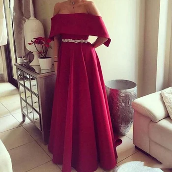 Burgundy Evening Dresses 2019 Long A-Line Off Shoulder Sweep Train Sashes Satin Formal Evening Dress robe de soiree for Women
Burgundy Evening Dresses 2019 Long A-Line Off Shoulder Sweep Train Sashes Satin Formal Evening Dress robe de soiree for Women