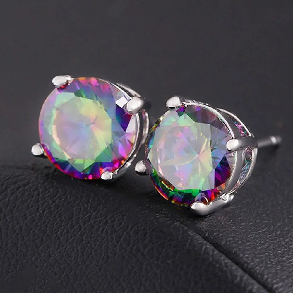 1Pair New Mystic Rainbow/White Zircon Silver Stud Earrings Wedding Colorful Earrings For Women Jewelry Gift
1Pair New Mystic Rainbow/White Zircon Silver Stud Earrings Wedding Colorful Earrings For Women Jewelry Gift