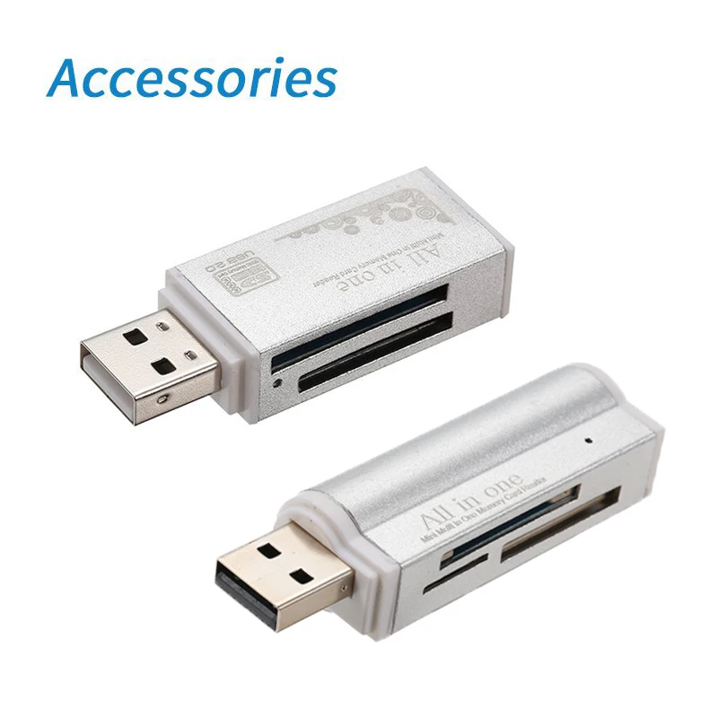 Memory Card Accessories Multi All in One Card Reader USB 2.0 Sliver Mini Adapter Portable Card Reader For SD/ Micro SD / TF Card
Memory Card Accessories Multi All in One Card Reader USB 2.0 Sliver Mini Adapter Portable Card Reader For SD/ Micro SD / TF Card