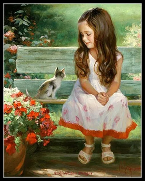 Counted Cross Stitch Kits Needlework - Crafts 14 ct Aida DMC Color DIY Arts Handmade Home Decor - Girl and Kitty
Counted Cross Stitch Kits Needlework - Crafts 14 ct Aida DMC Color DIY Arts Handmade Home Decor - Girl and Kitty