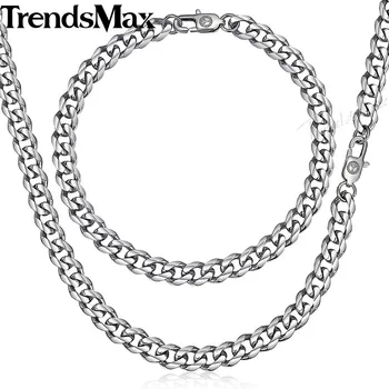 Trendsmax Polished Jewelry Set Necklace for Men Stainless Steel Men's Bracelet Cuban Link Chain Gold Black Silver Color KKSM01
Trendsmax Polished Jewelry Set Necklace for Men Stainless Steel Men's Bracelet Cuban Link Chain Gold Black Silver Color KKSM01